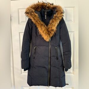 MACKAGE KAY down coat with natural fur Signature Mackage Collar Blue Size XS